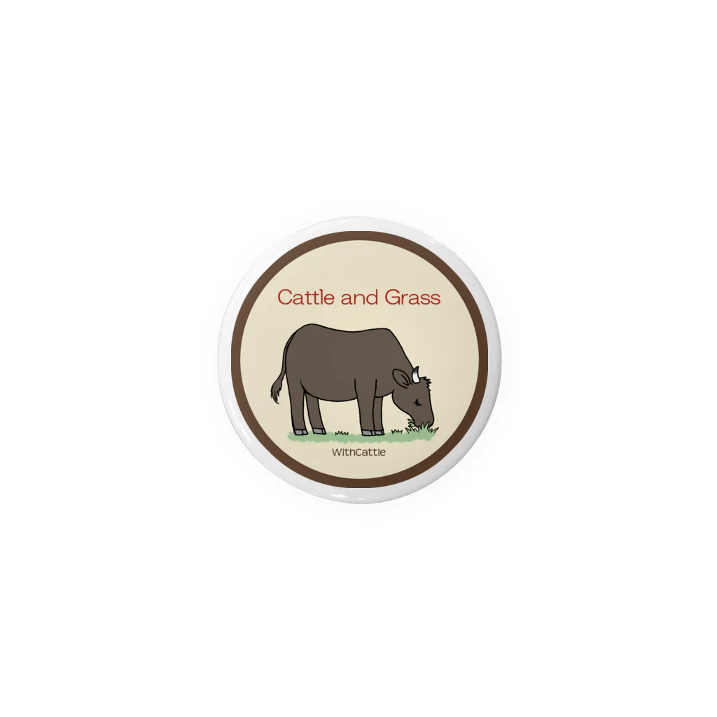 うしちゃんグッズのCattle and Grass Tin Badge