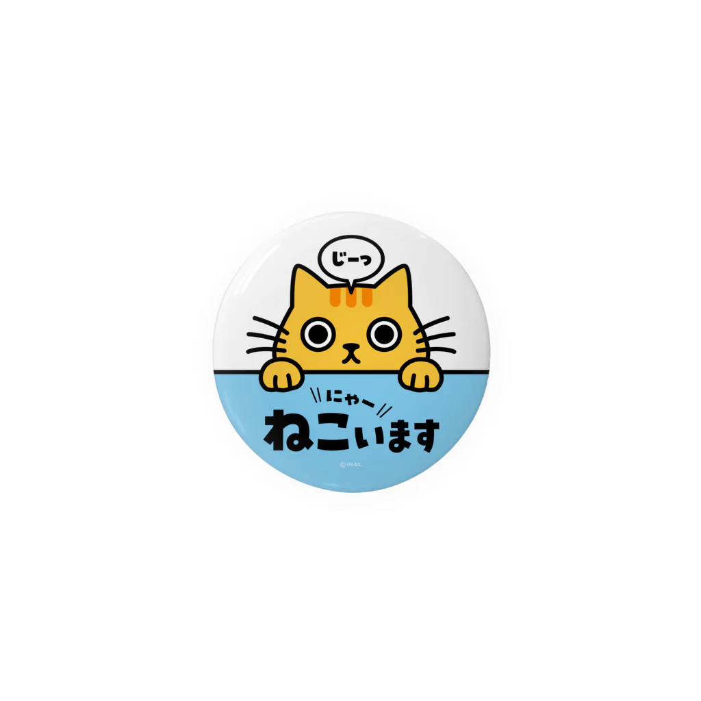 chi-bitのじーっとみる猫・ねこいます＼にゃー／（水色・茶トラ） Tin Badge