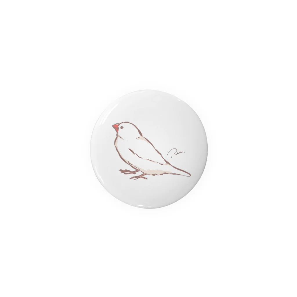 Joy. Ree Illustration SUZURI Shop の見つめる文鳥 缶バッジ