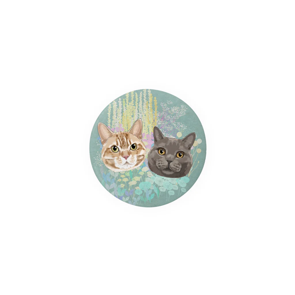 みきぞーん｜保護猫 ミッキー画伯と肉球とおともだちのchacha&hideyoshi ×お花畑 Tin Badge