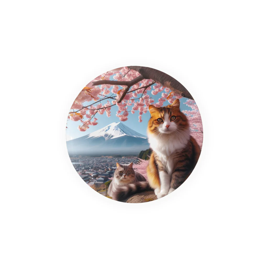 猫好き Japanの富士山と猫 Tin Badge