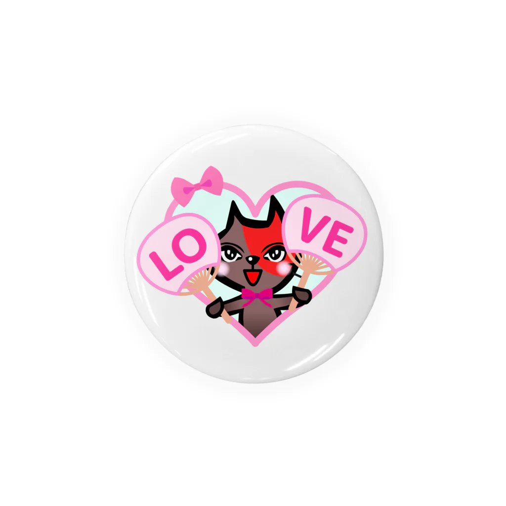 PINK FUKUMIYAのキュートな赤茶ねこ 缶バッジ/うちわ LOVE① Tin Badge