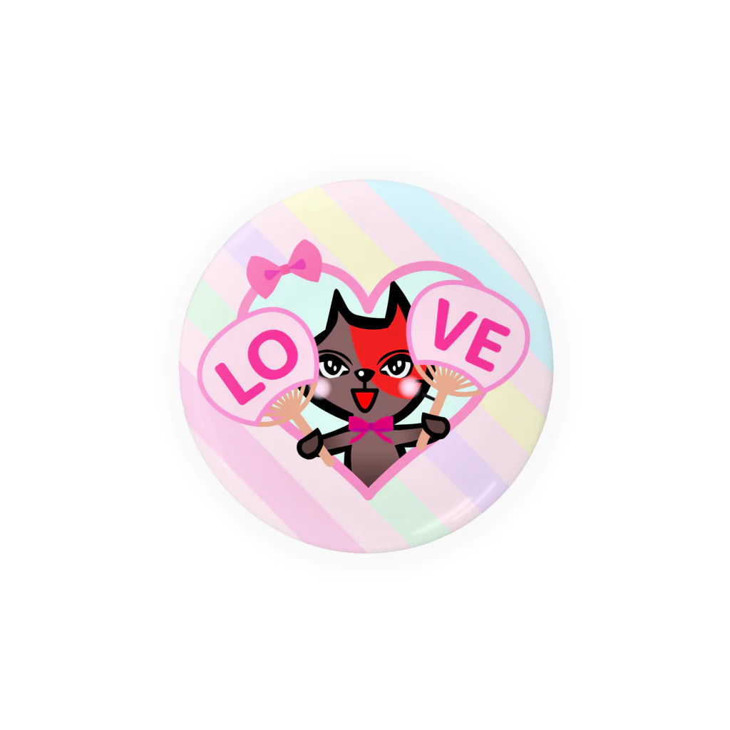 PINK FUKUMIYAのキュートな赤茶ねこ 缶バッジ/うちわ LOVE② Tin Badge