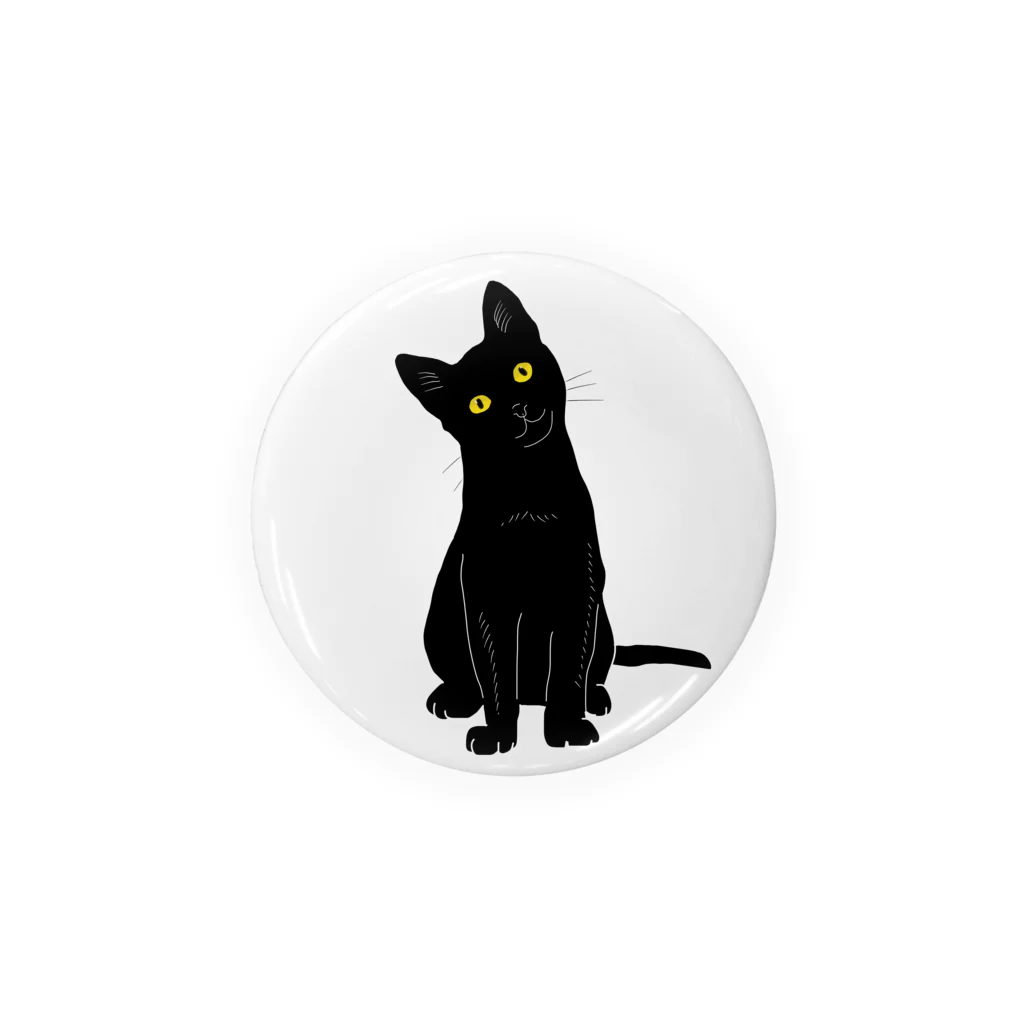 小鳥と映画館の小首をかしげるあざとい黒猫ちゃん Tin Badge