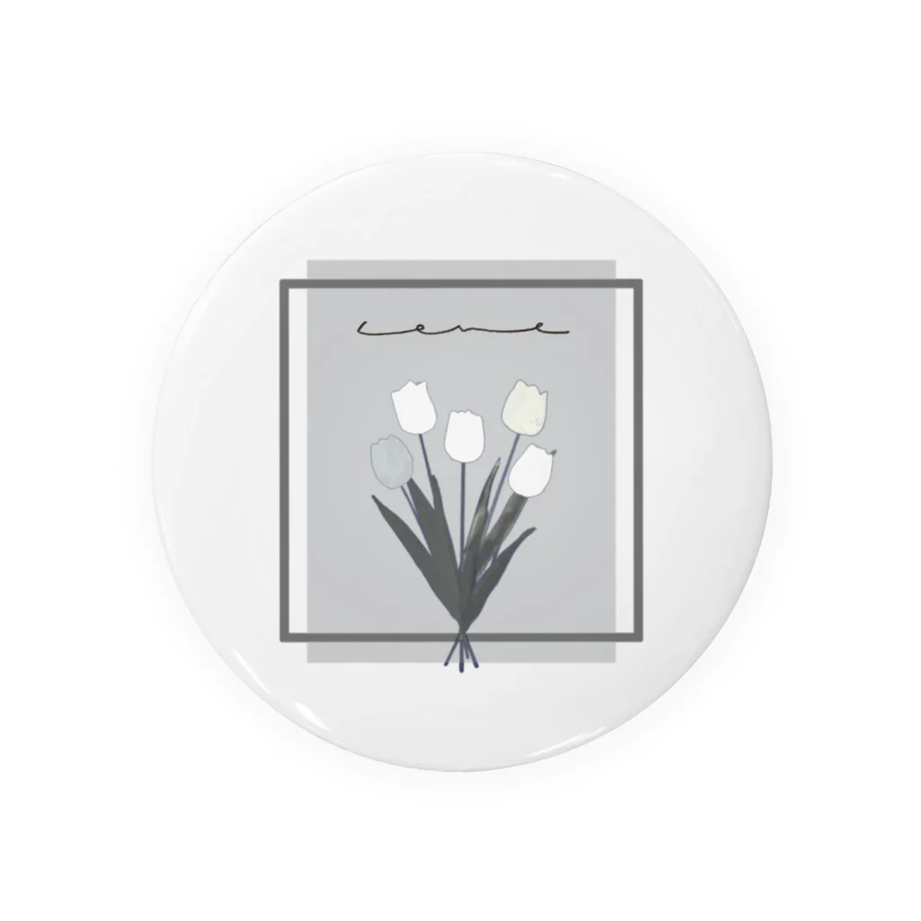 rilybiiのgrayish color × white × charcoal ×  tulip bouquet Tin Badge