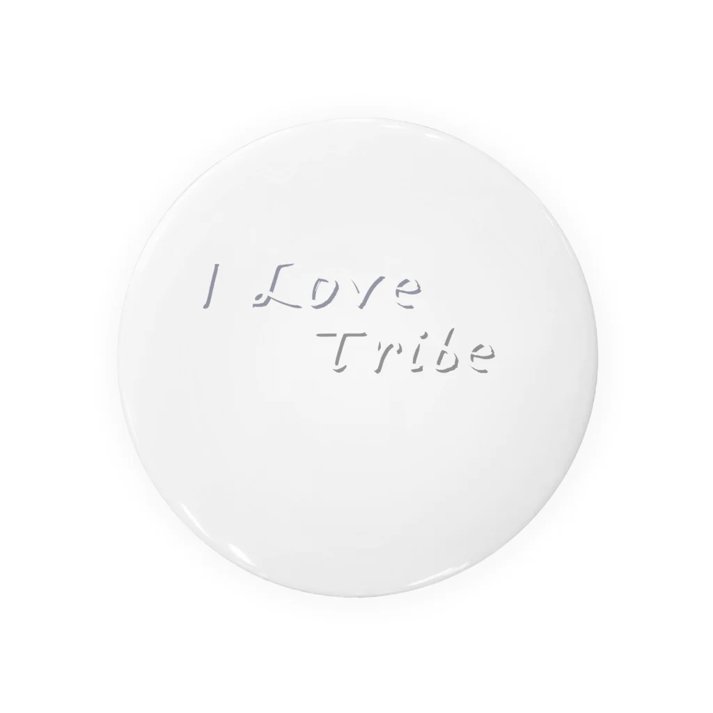 ミラくまのI LOVE Tribe　白文字背景透明 Tin Badge