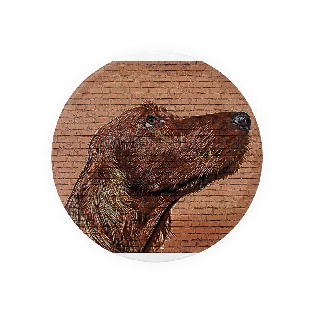 【CPPAS】Custom Pet Portrait Art Studioのアイリッシュセッタードッグ - レンガブロック背景 Tin Badge