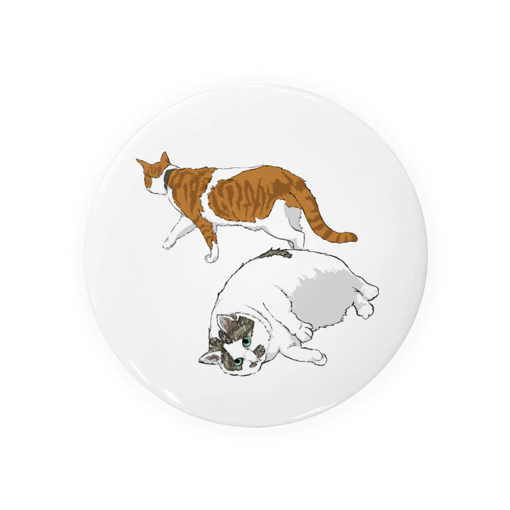 モモセ イトのアザラシ(猫)と(白茶)トラ(猫) Tin Badge