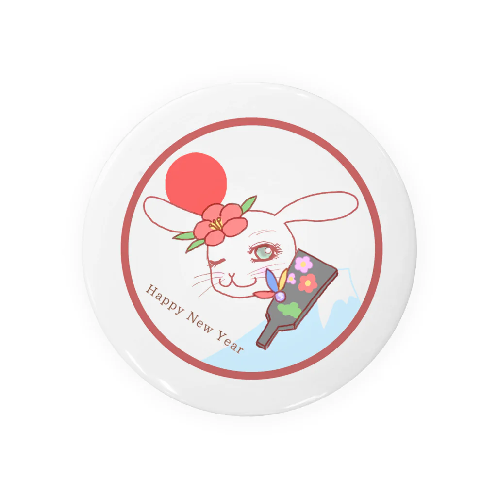 Rabbitflowerの♥らびこ♥お正月デザイン 缶バッジ