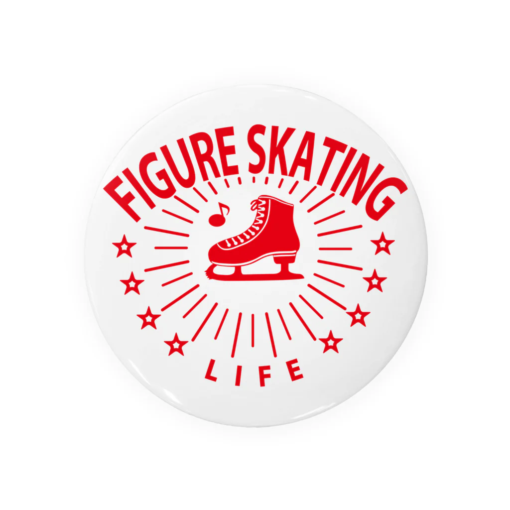 sports_tower スポーツタワーのフィギュアスケート・赤・星・figure skating・グッズ・デザイン・フィギアスケート・#Tシャツ・ステップ・スピン・ジャンプ・スケート靴イラスト・技・男子・女子・かっこいい・かわいい・アイスダンス 缶バッジ