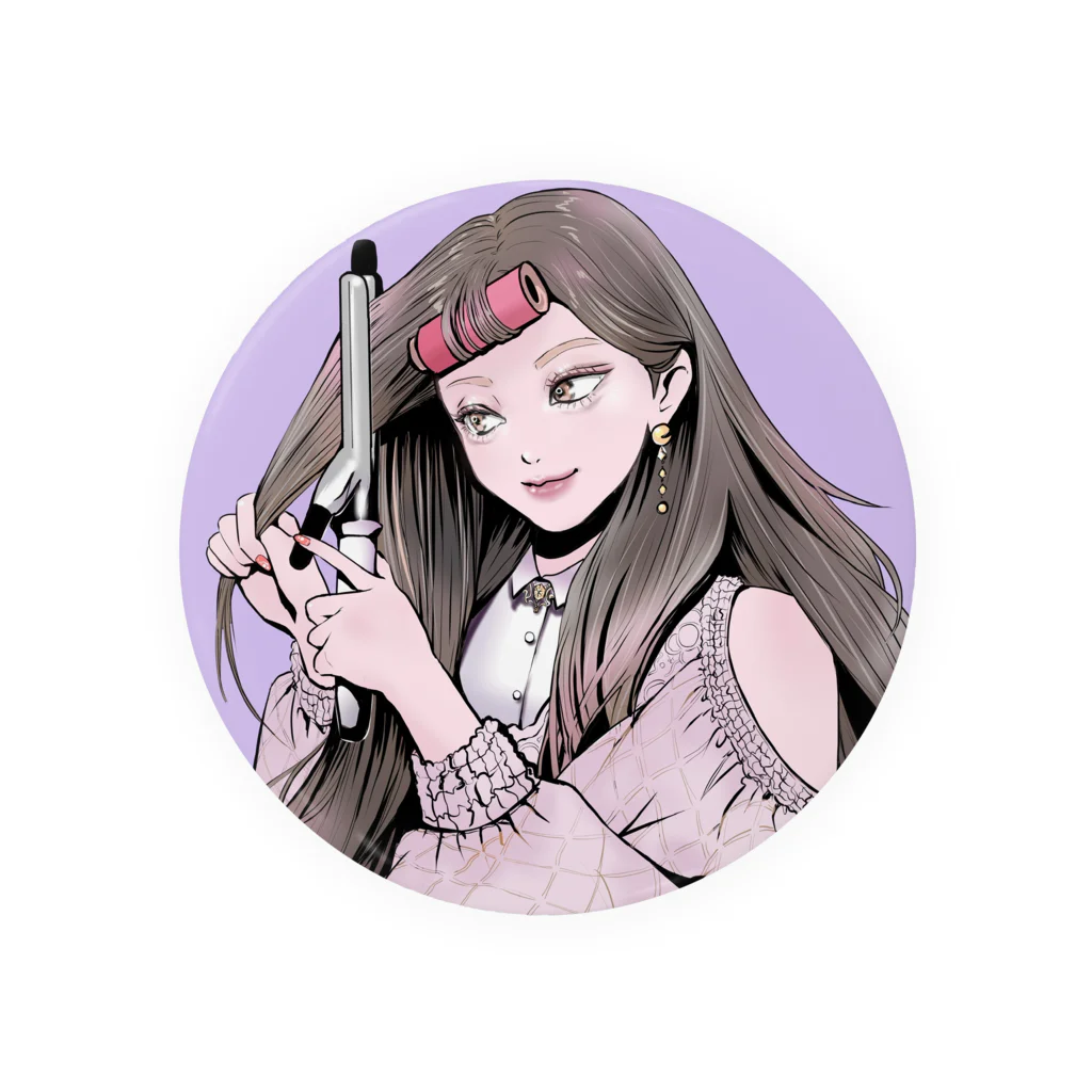 MIORI STOREの髪まきまきちゃん(背景あり) Tin Badge