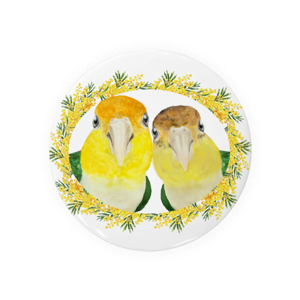 mariechan_koboの034 シロハラインコpairs ミモザのリース Tin Badge