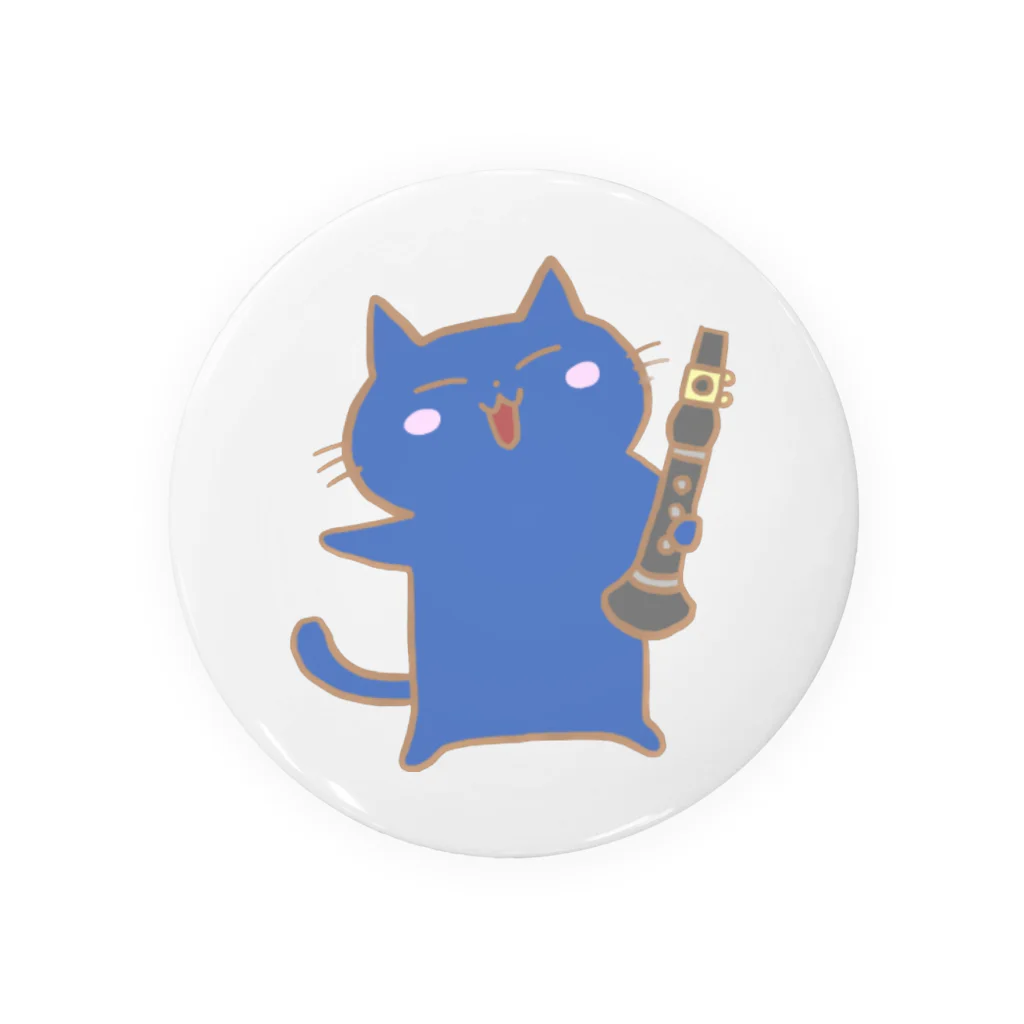 まなclarinetの青いねことクラリネット Tin Badge