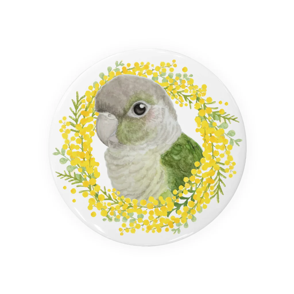 mariechan_koboの040 ウロコインコシナモン ミモザのリース Tin Badge