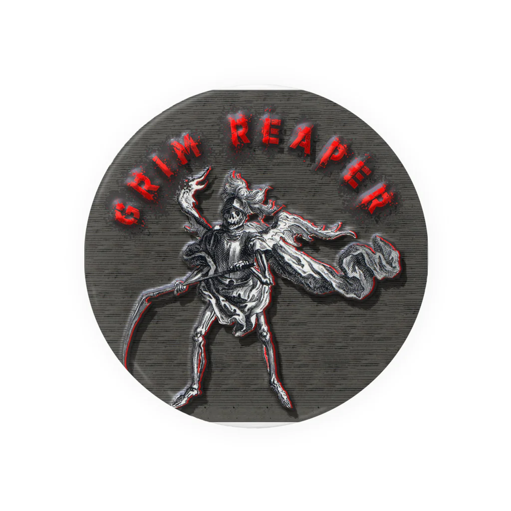 PALA's SHOP　cool、シュール、古風、和風、のGrim Reaperー鎧を着た死神 缶バッジ
