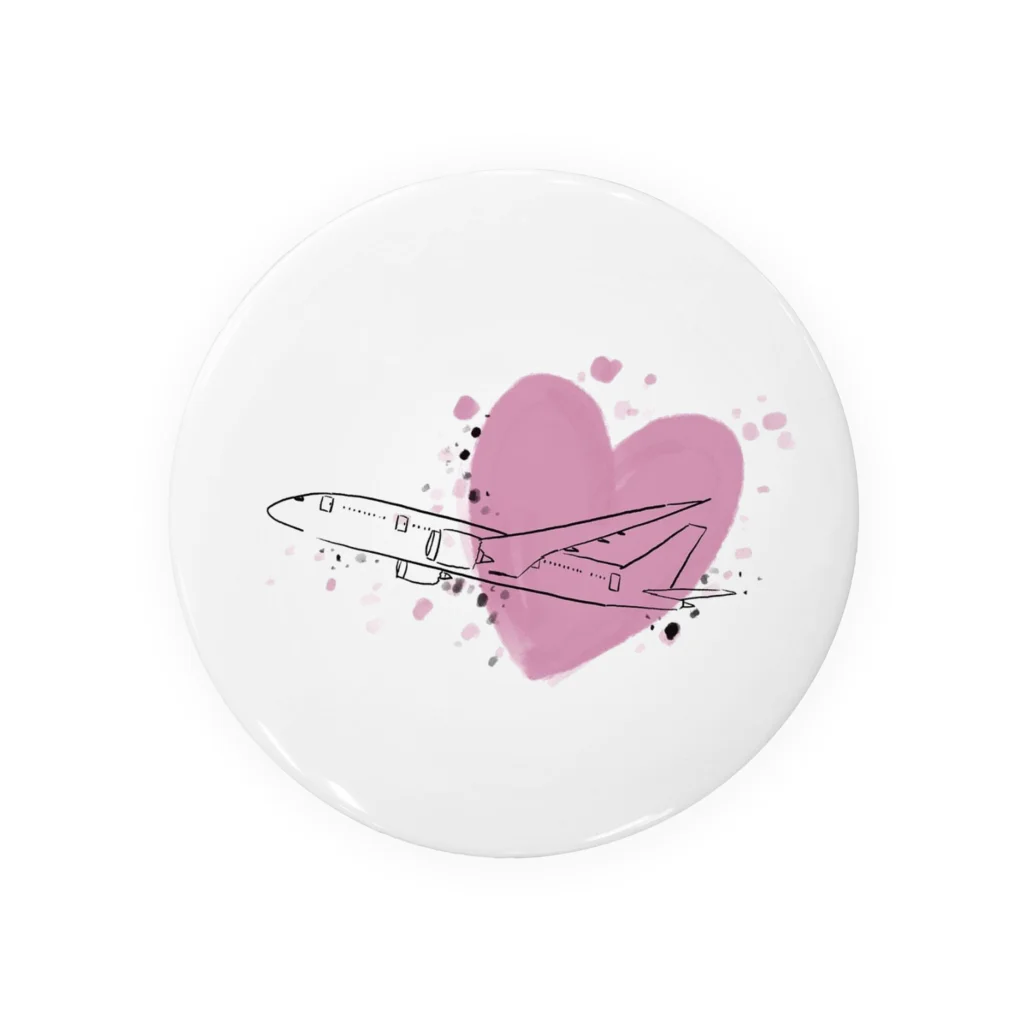 Kana design laboのairplane-pink heart- 缶バッジ