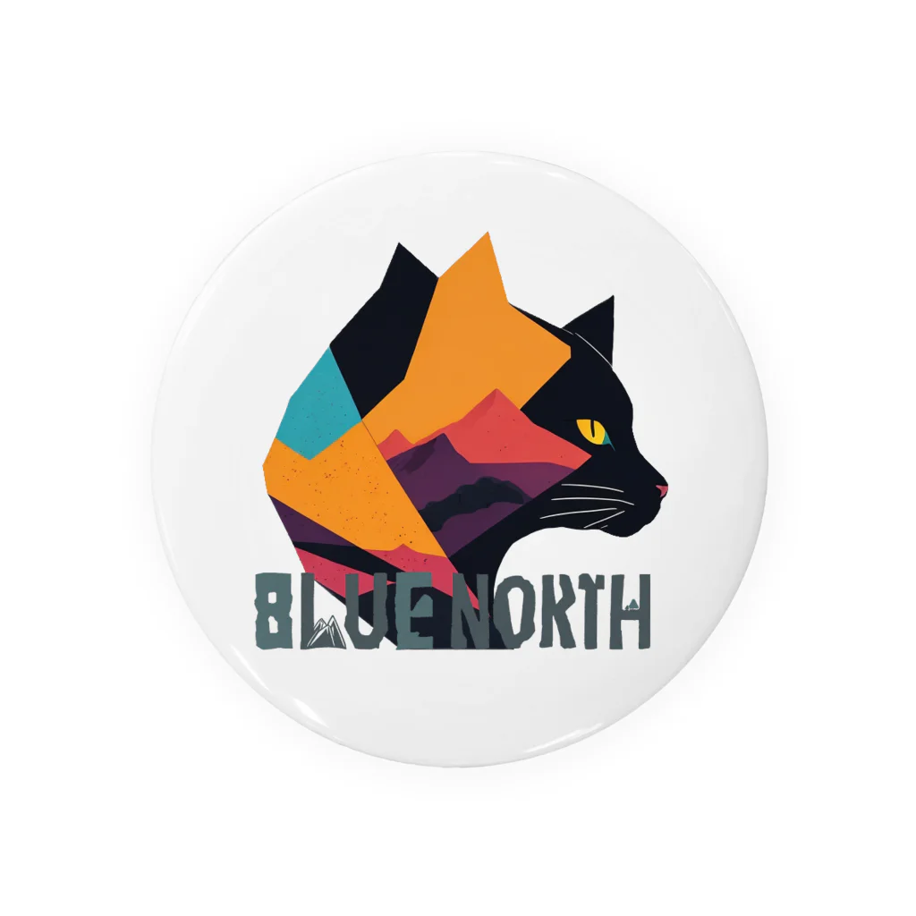 aokitaの【BLUE NORTH】アウトドア×くろねこデザイン Tin Badge