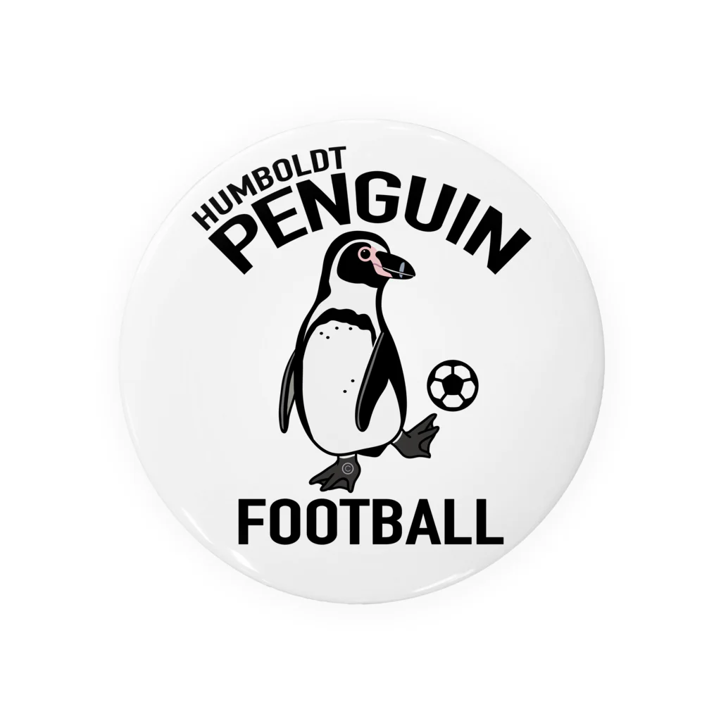 map5（マップファイブ）デザイン・ライセンス・ストック　のペンギン・サッカー・PENGIN・イラスト・デザイン・Tシャツ・アニマル・フンボルトペンギン・スポーツ・動物・アイテム・グッズ・FOOTBALL Tin Badge