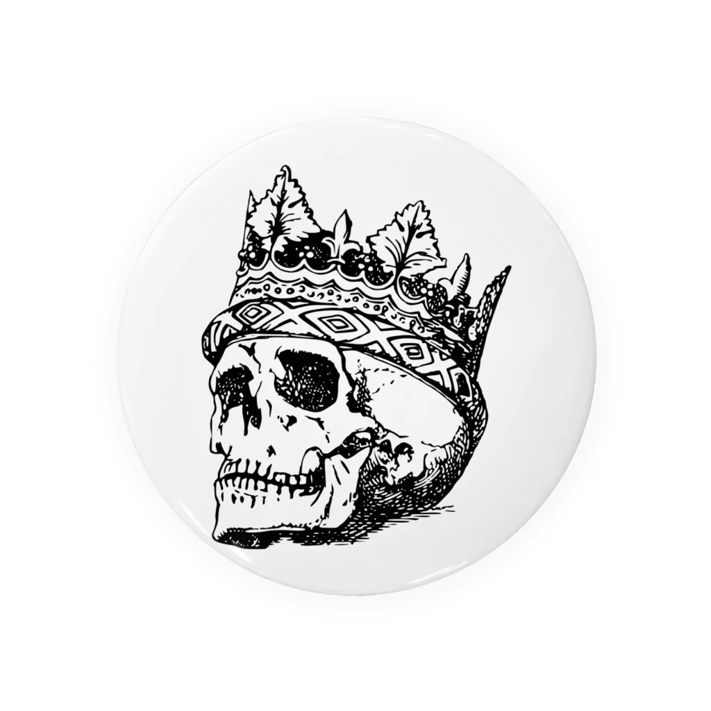 COOL&SIMPLEのBlack White Illustrated Skull King  缶バッジ