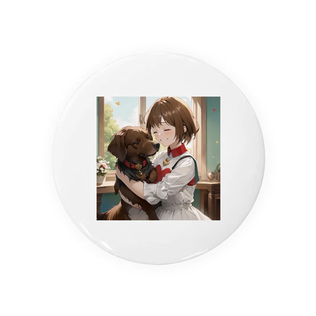 フウマショプの少女と愛犬 Tin Badge