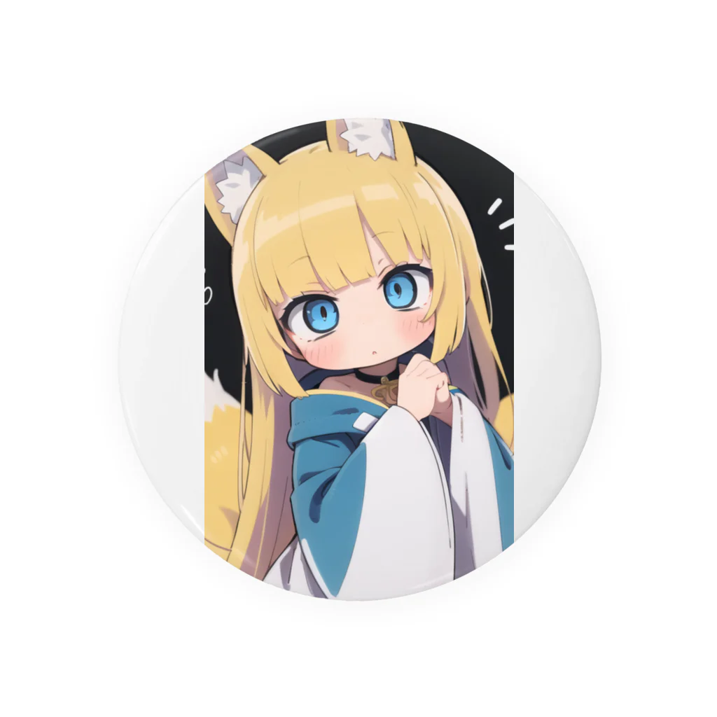 ケモ耳美少女キツネちゃん（AIart）の金髪のキツネの女の子 Tin Badge