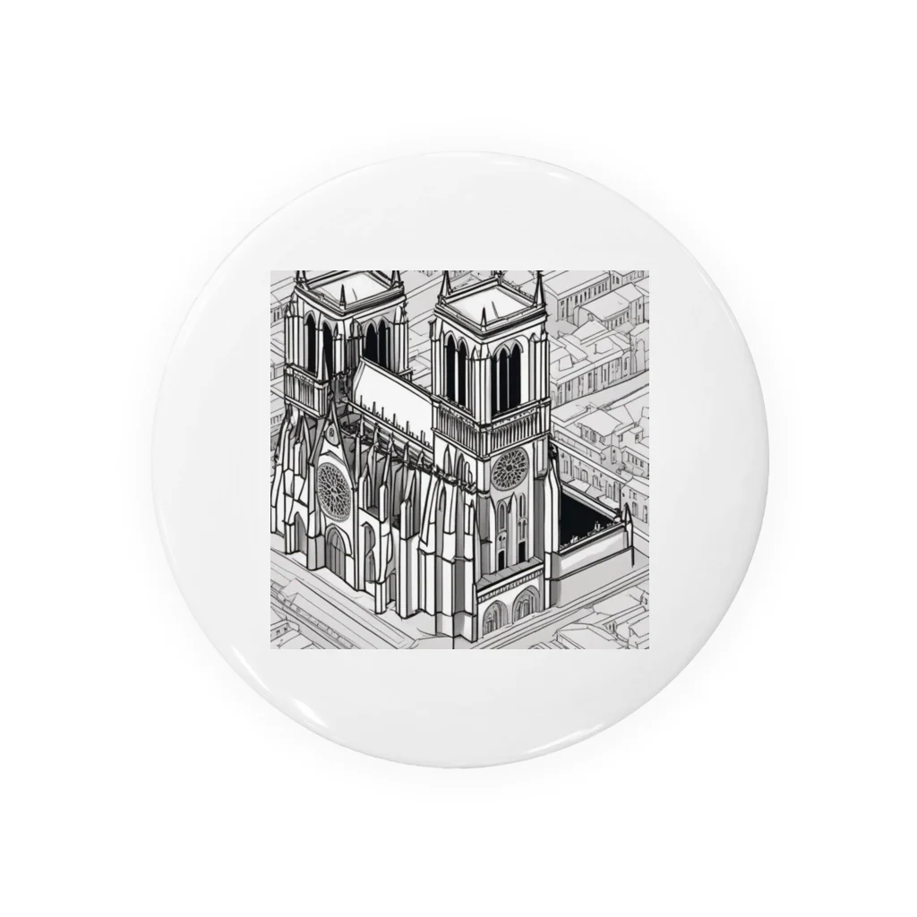 YoMiTの有名な観光スポットをイメージした画像：ノートルダム大聖堂（フランス、パリ） Tin Badge