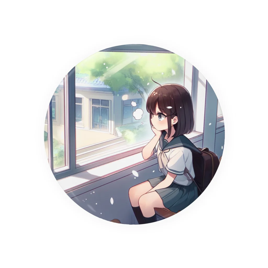 AI Creative Hub（AIクリエイティブハブ）の窓際の女子高生 Tin Badge