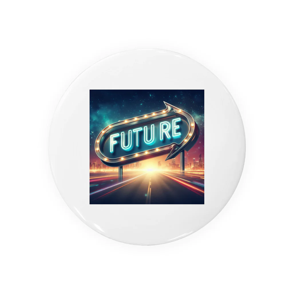 ワンダーワールド・ワンストップのFUTURE　文字入り未来を感じさせるイラスト Tin Badge