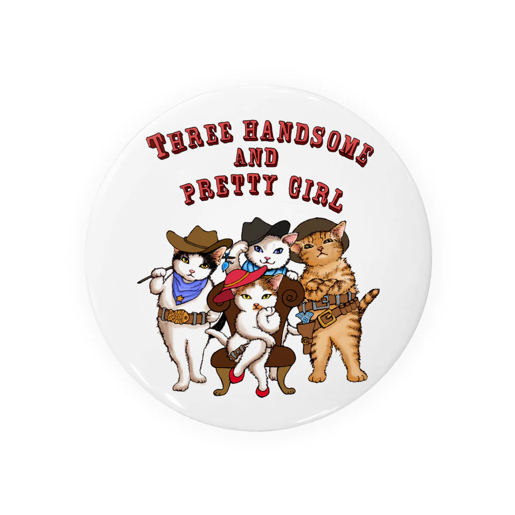 もけけ工房 SUZURI店の3美男子とカワイ子ちゃん Tin Badge
