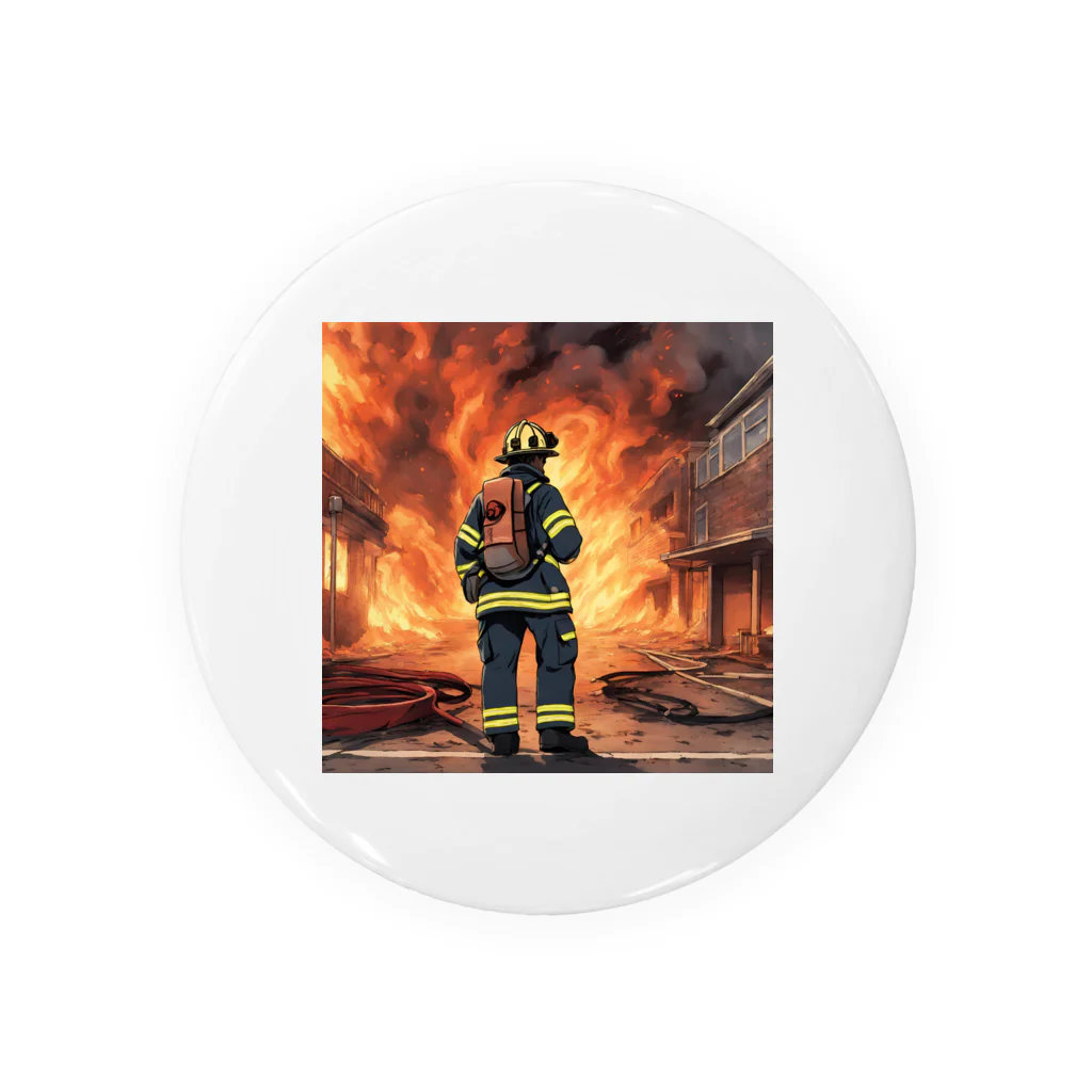 もふもふの火災現場の勇敢な消防士のグッズ Tin Badge