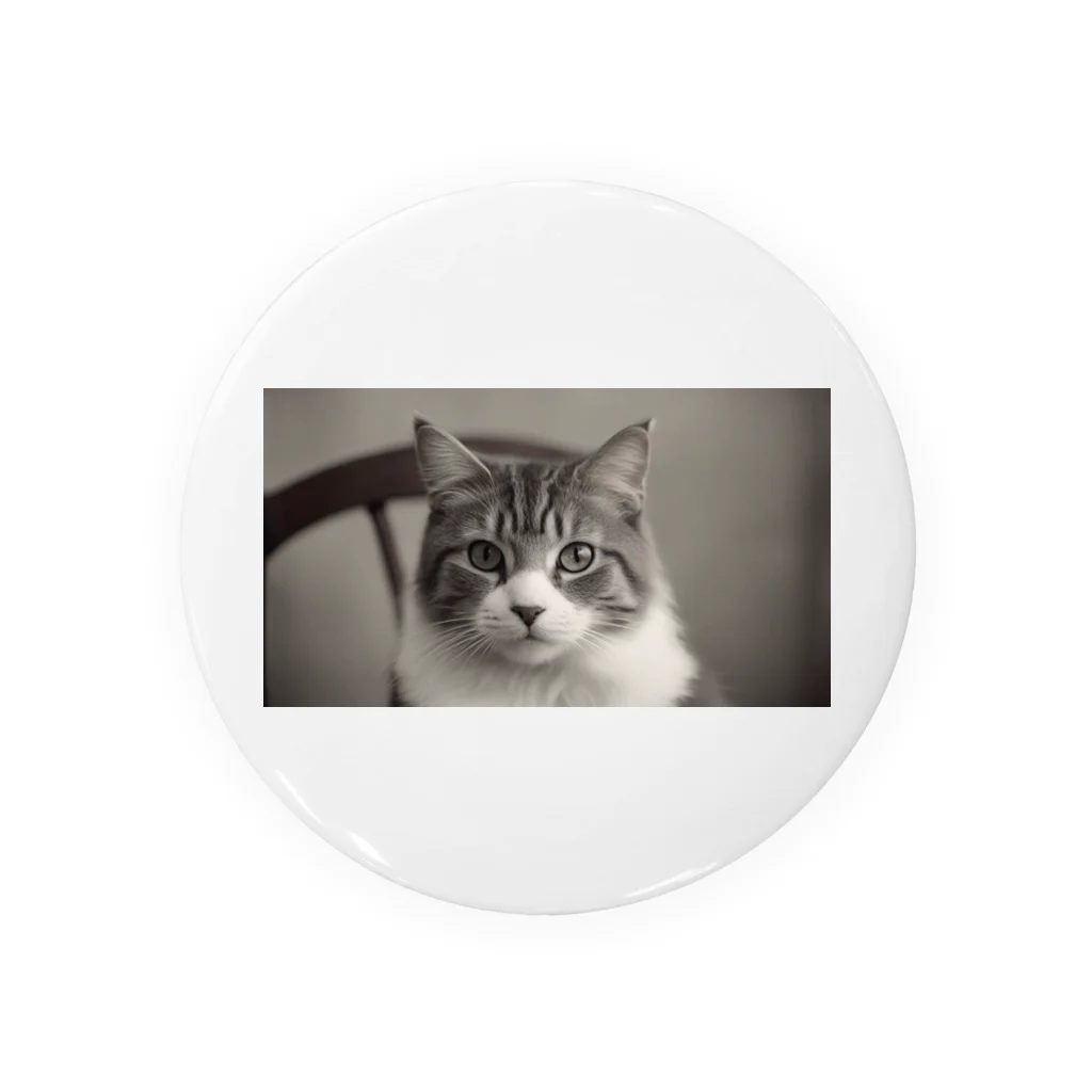 OKEN-11の猫グッズ　モノクロ写真　クラシック Tin Badge