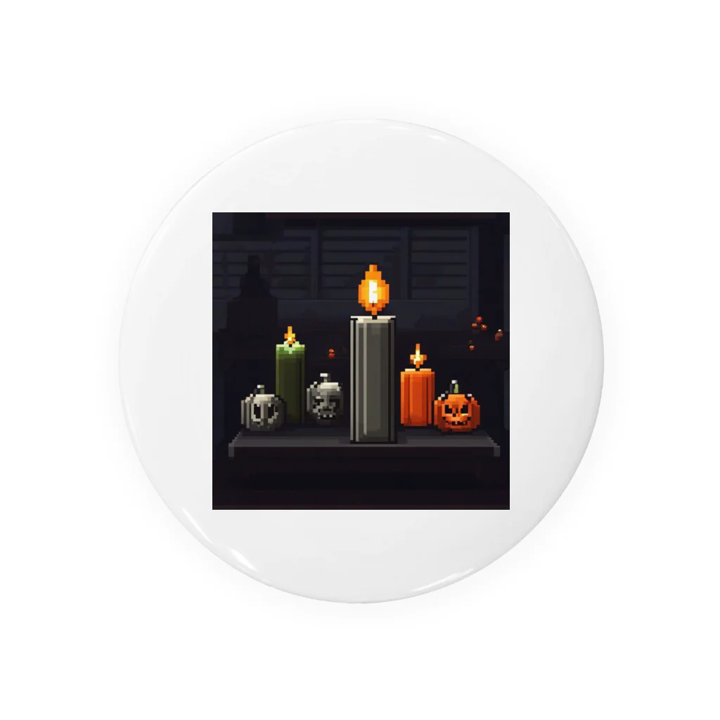 umakoiの火が灯る蝋燭とハロウィンカボチャのドット絵 Tin Badge