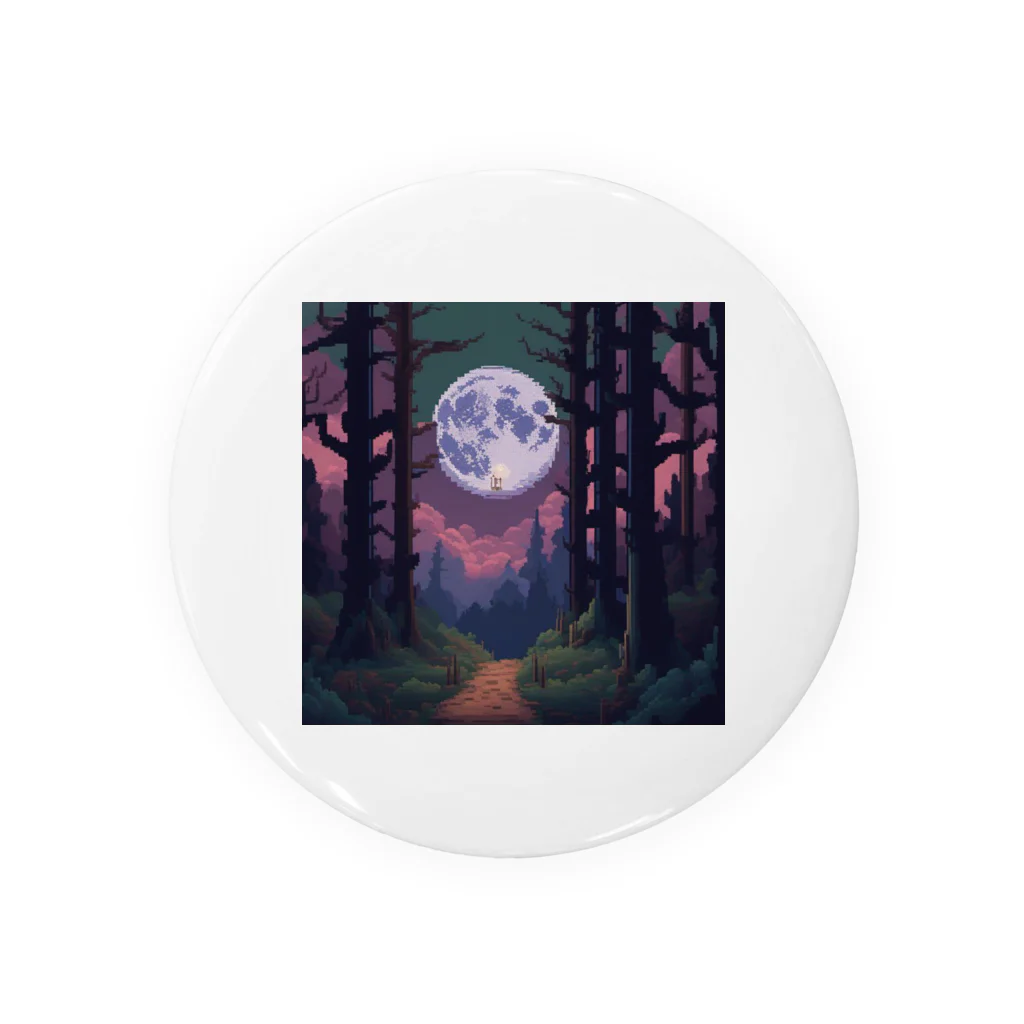 umakoiの不気味な雰囲気の月夜の森の風景のドット絵 Tin Badge