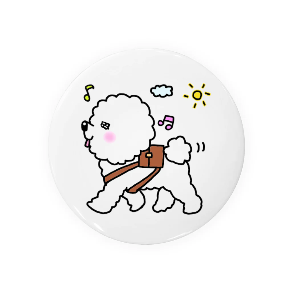 Cute mascot dogsのTake a walk Bichon Frise Tin Badge