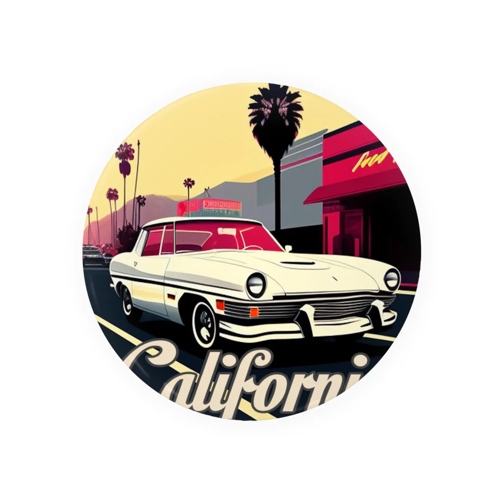 めそぽのカリフォルニアの白い車 缶バッジ