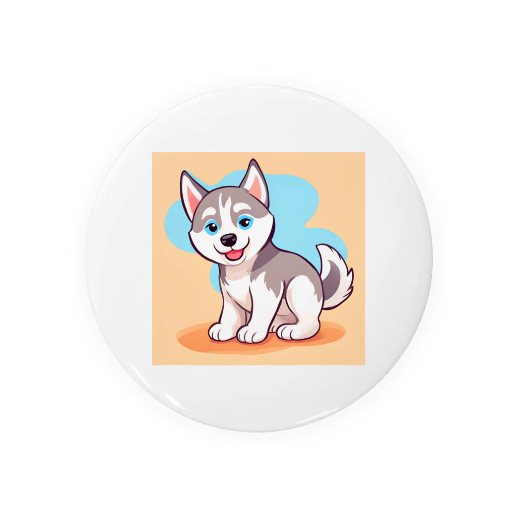 gobosyokaiのかわいいハスキーの子犬のイラストグッズC Tin Badge