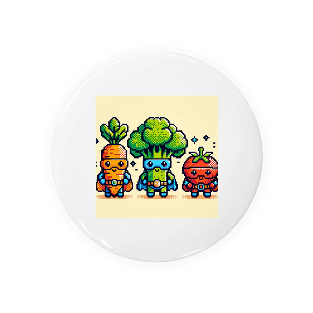 ワワジジドットクラブのドットヒーローになる野菜達A Tin Badge