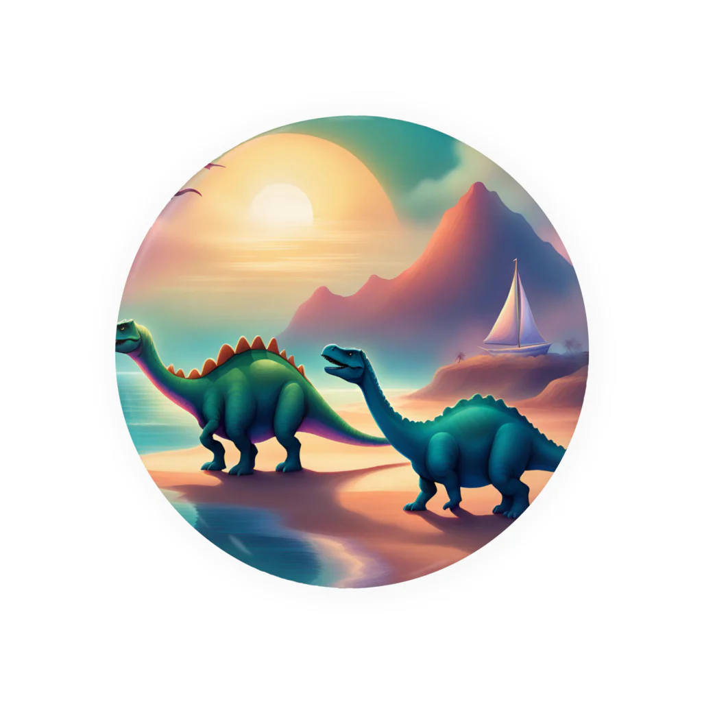 ranranの海辺の2匹の恐竜くん 缶バッジ