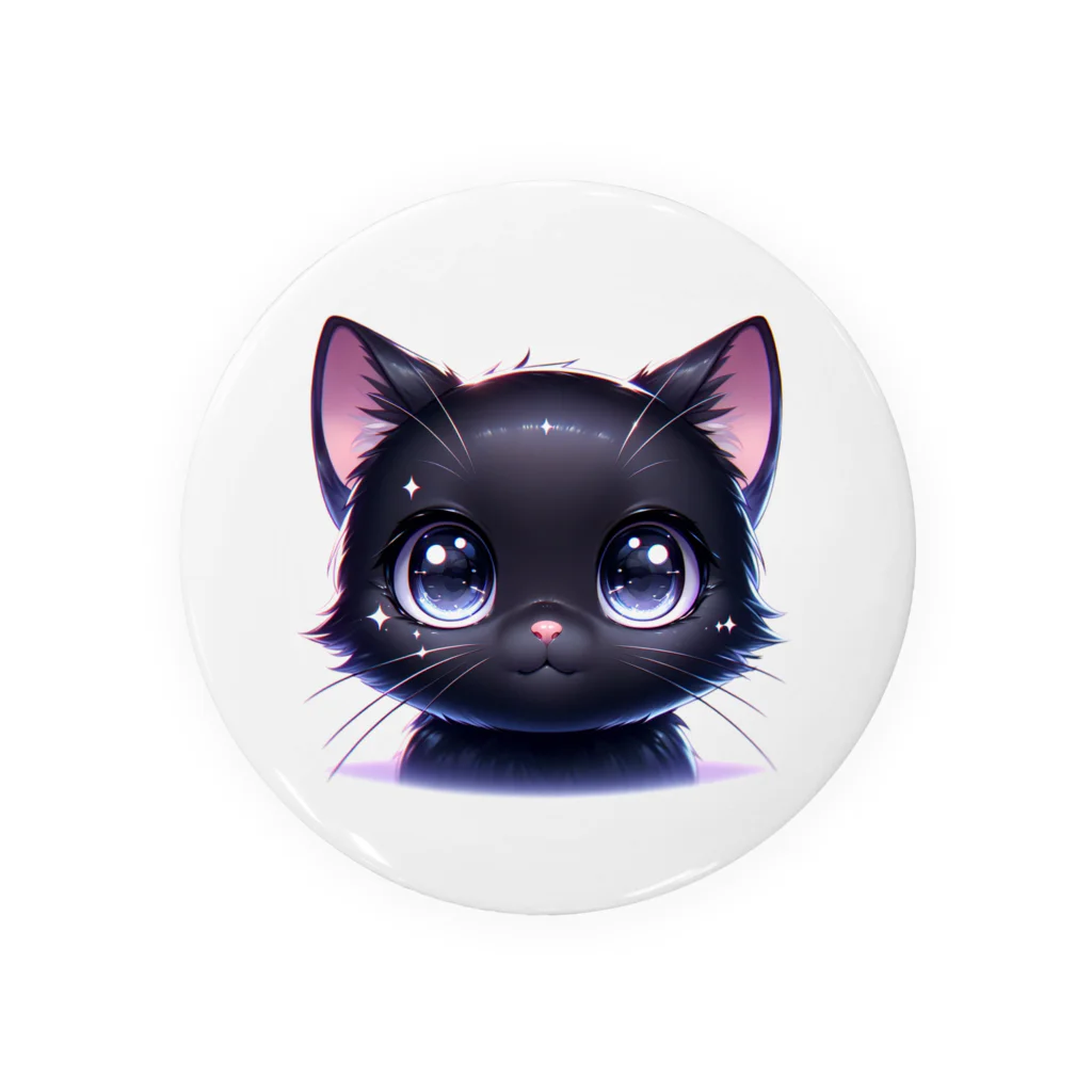 niko&PANDA shopのかわいい黒猫のクローズアップイラスト Tin Badge