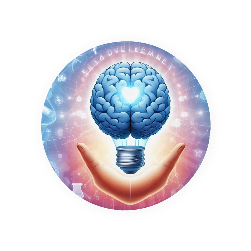 脳力療法研究所【TEAM 脳RK】の脳と愛のアート 缶バッジ