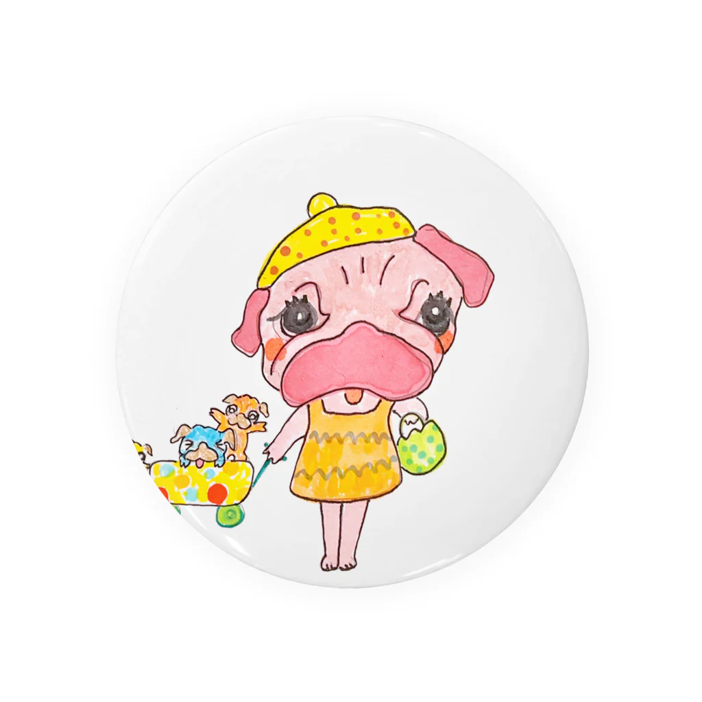 M_pugのおしゃれぱぐちゃん Tin Badge