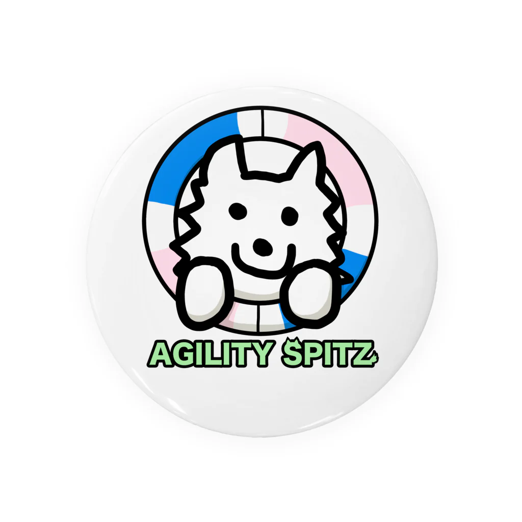 ehime@けだま&もち＆すみのAGILITY SPITZ「タイヤからこんにちは！」 缶バッジ