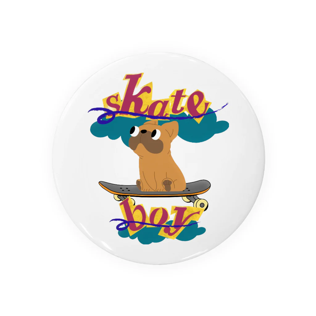 sloth_giraffeのスケートボードするワンコ 缶バッジ