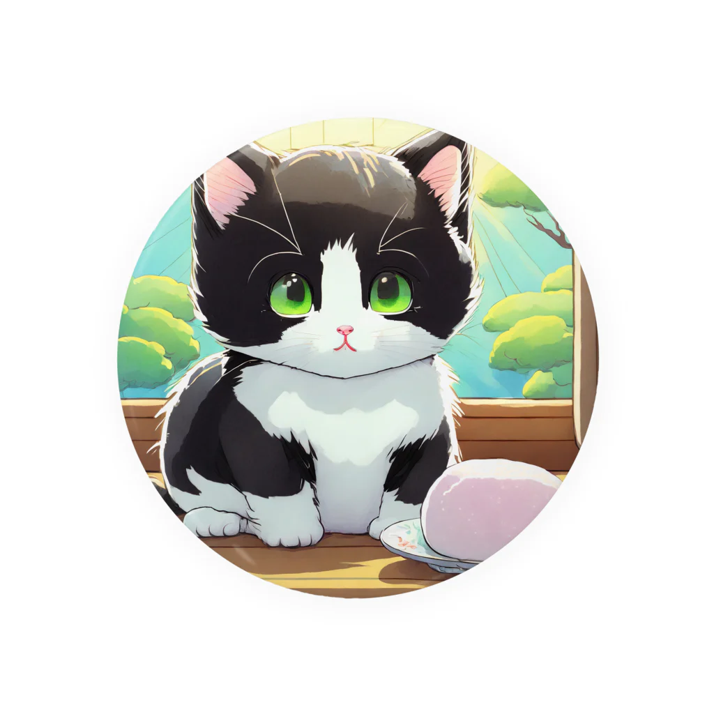 yoiyononakaのお餅と白黒猫 Tin Badge