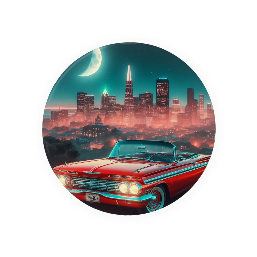 レモングラスの赤色のアメリカ車　ノスタルジック Tin Badge