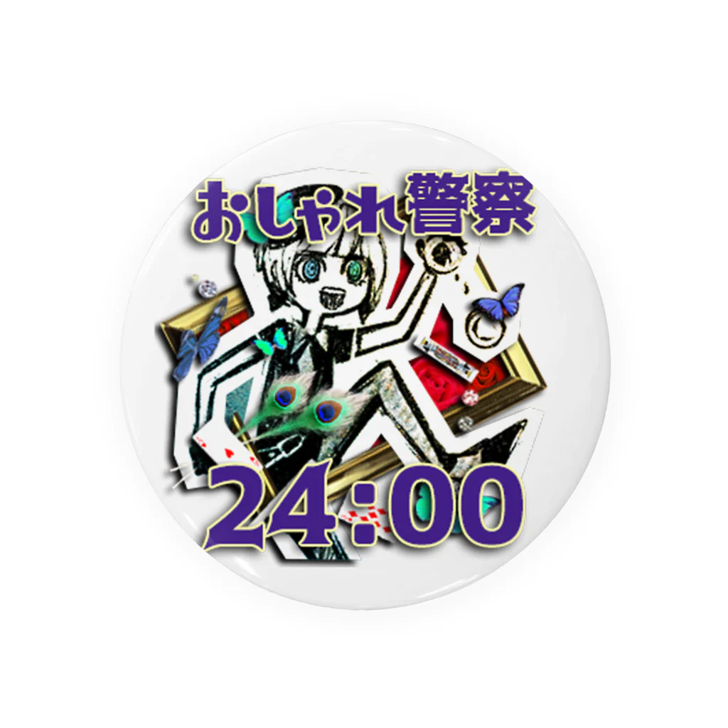 岩村月子SUZURI店のおしゃれ警察「おしゃれ警察24時」 Tin Badge