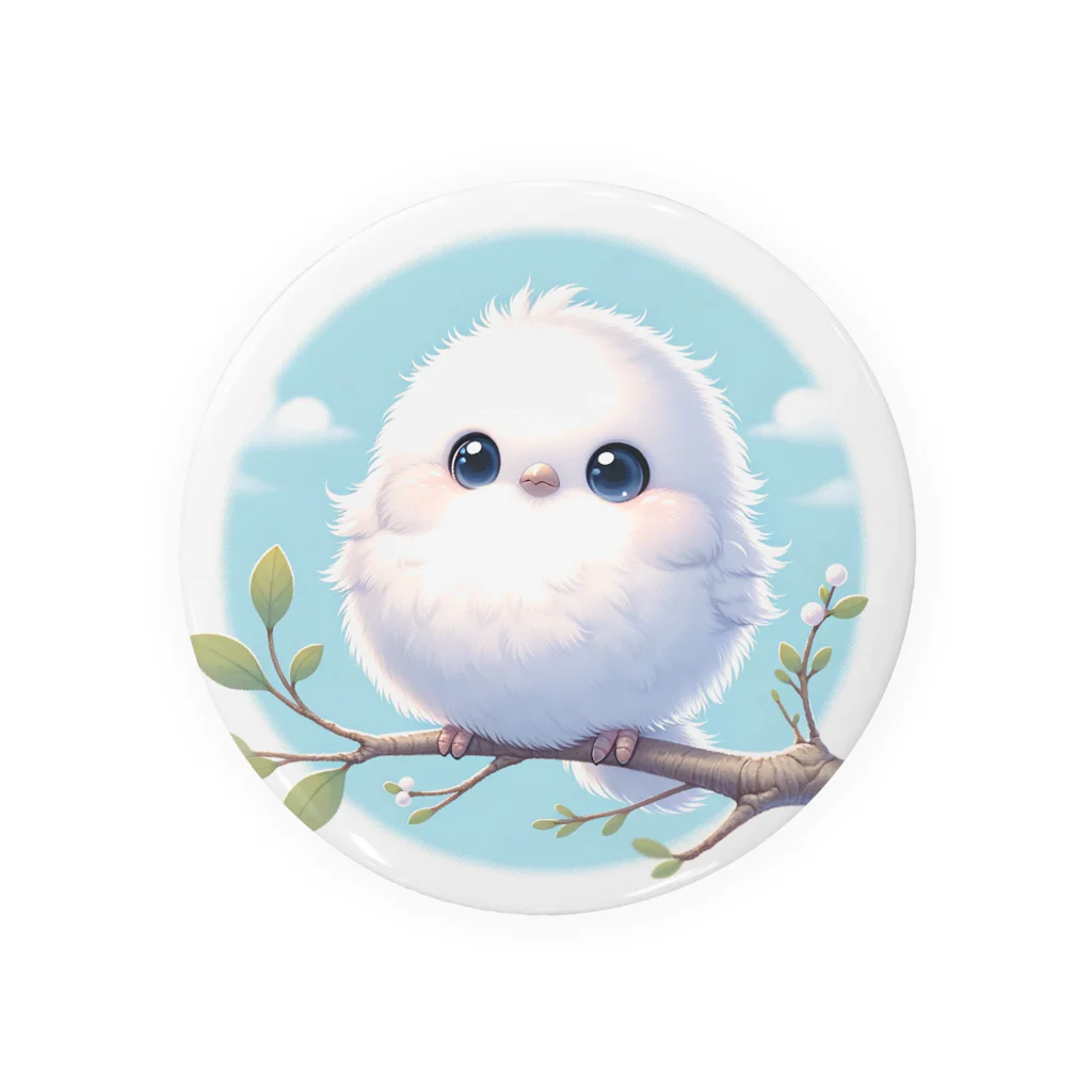 酉年による鳥好きのための鳥デザインの白くて真んまるなシマエナガ Tin Badge