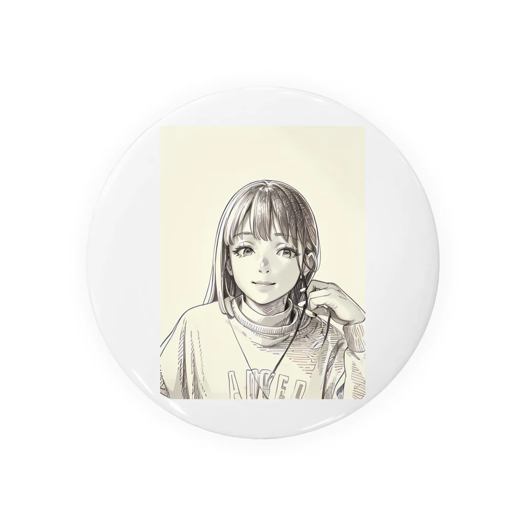 漫画風Tシャツの前世がダックスの女の子2 Tin Badge