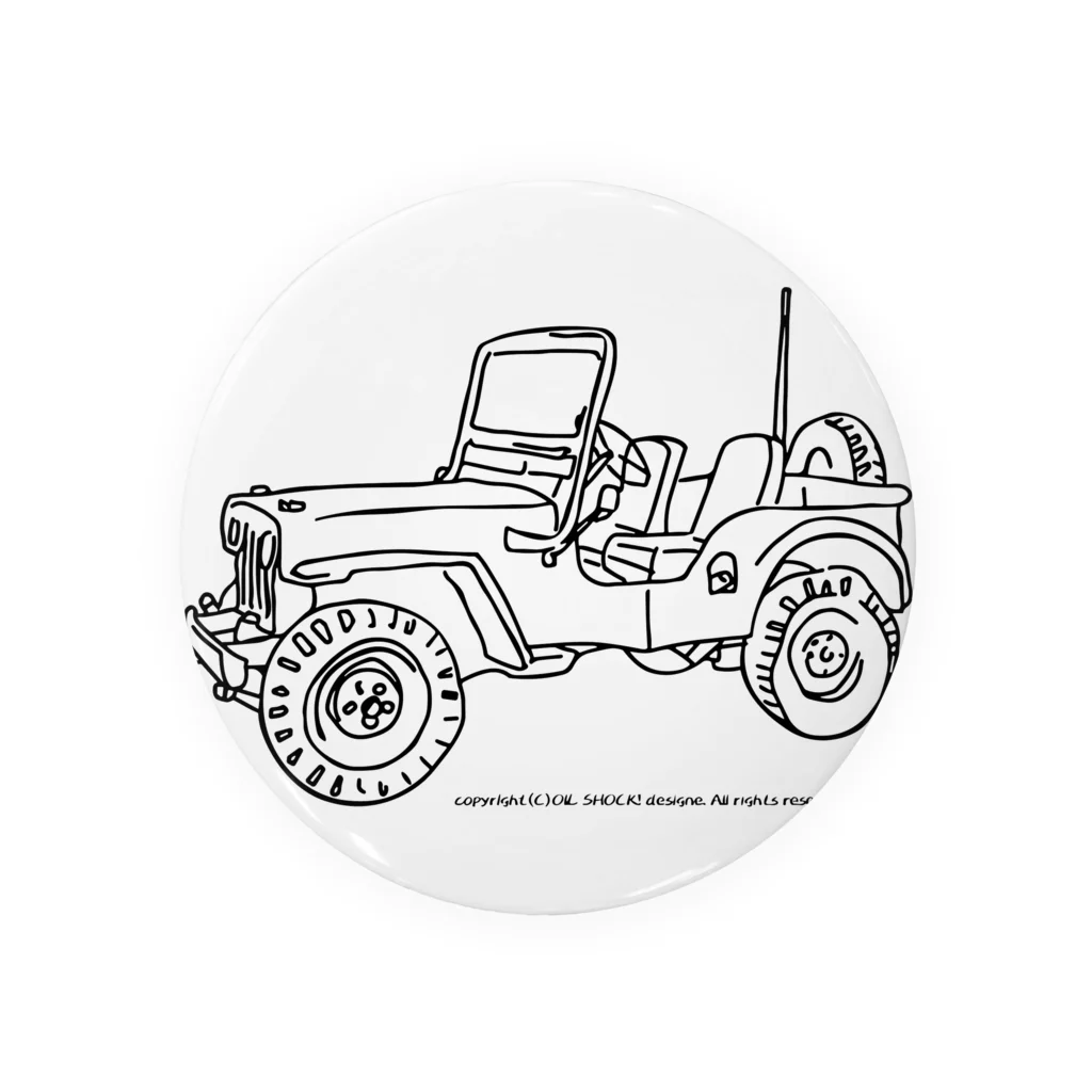 ファンシーTシャツ屋のJeep イラスト ライン画 Tin Badge