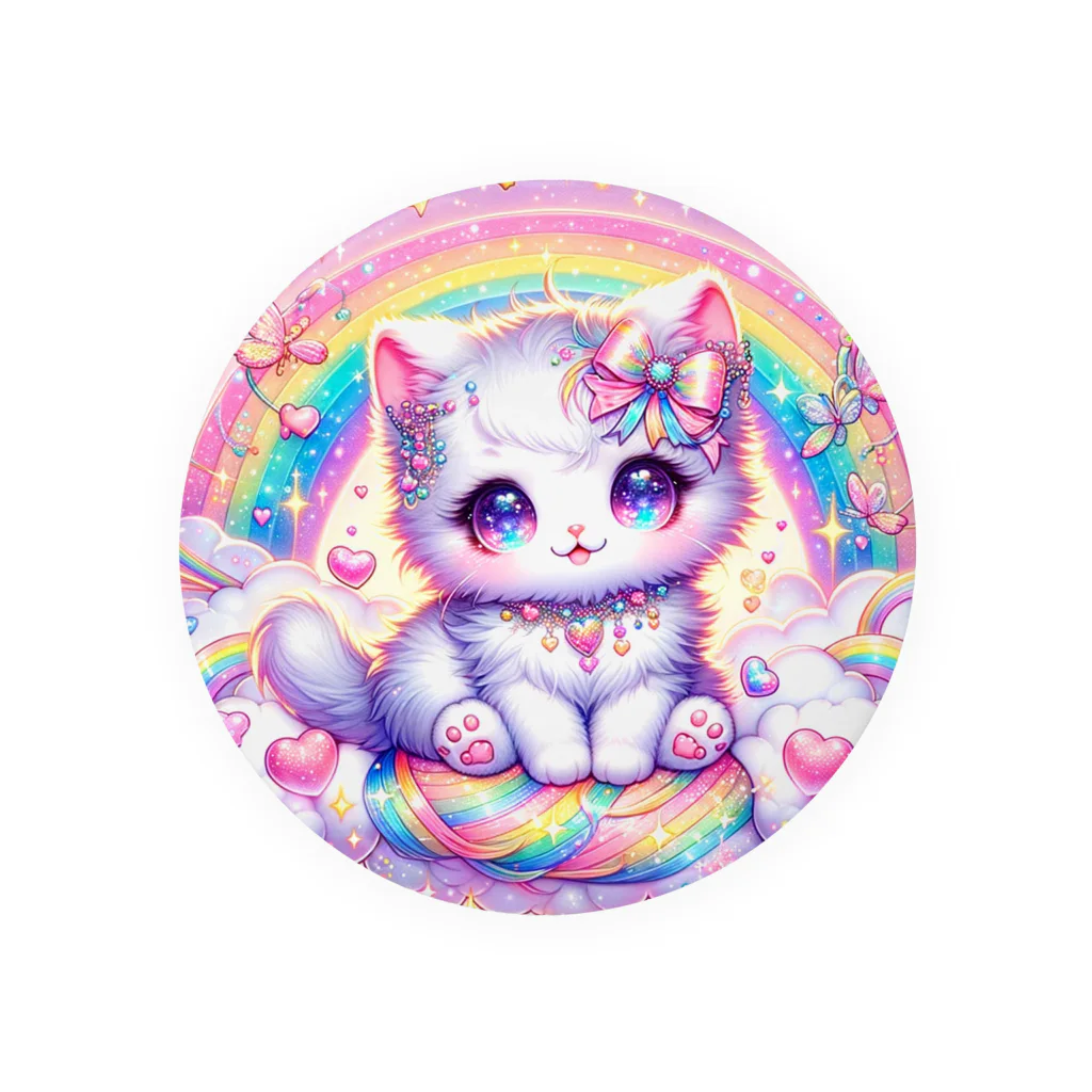 黒猫のluna　SUZURI支店のゆめかわ白にゃんこ(AI) Tin Badge